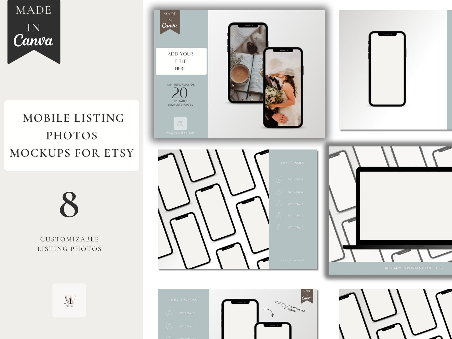 Etsy Shop Mockup,  Listing Photos For Mobile Phone Products,  Canva Template