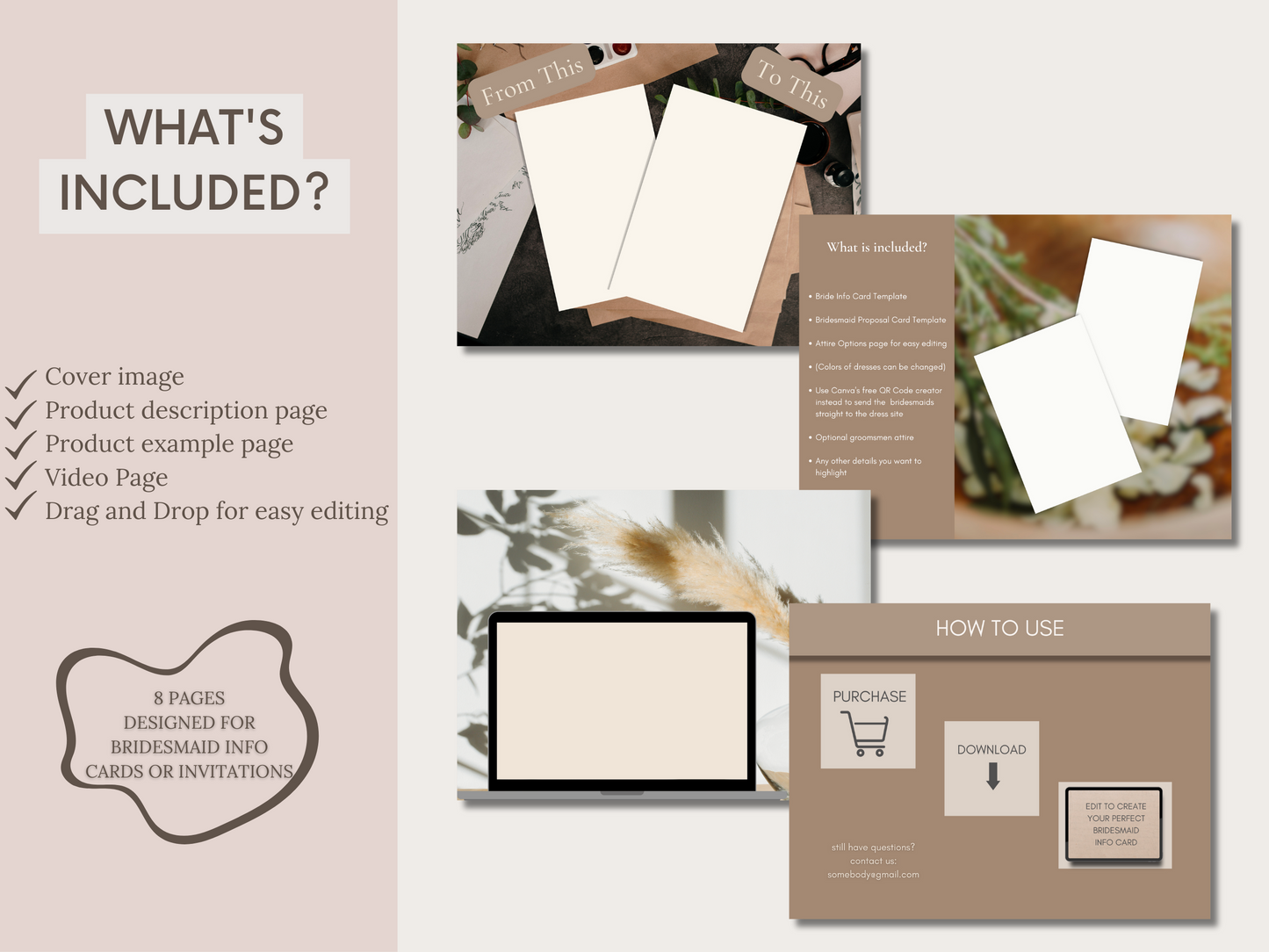 Etsy Product Listing Photo Canva Template | Bridesmaid Information Card