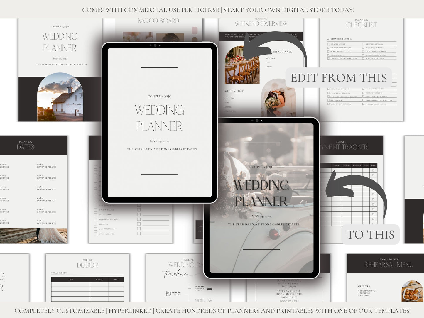 Wedding Planner PLR Digital Canva Template For The Modern Bride | Hyperlinked