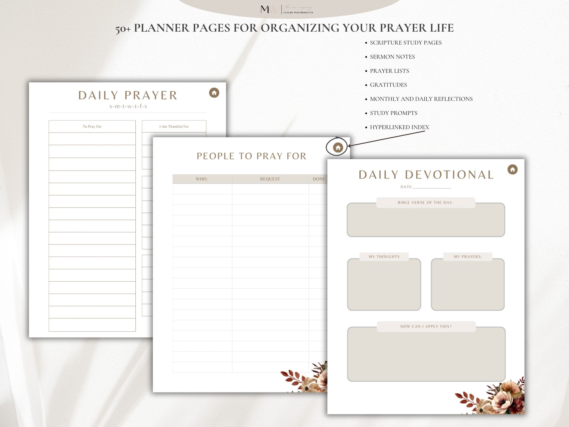 Digital Prayer Journal and bible Study Guide. Faith Journal, that girl planner aesthetic, minimal planner, 2024 planner