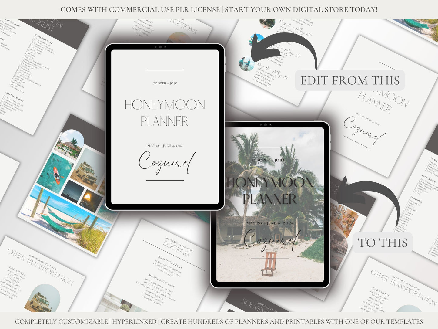 Digital Honeymoon Planner | Travel Planner Template | PLR | Mobile Itinerary | Hyperlinked