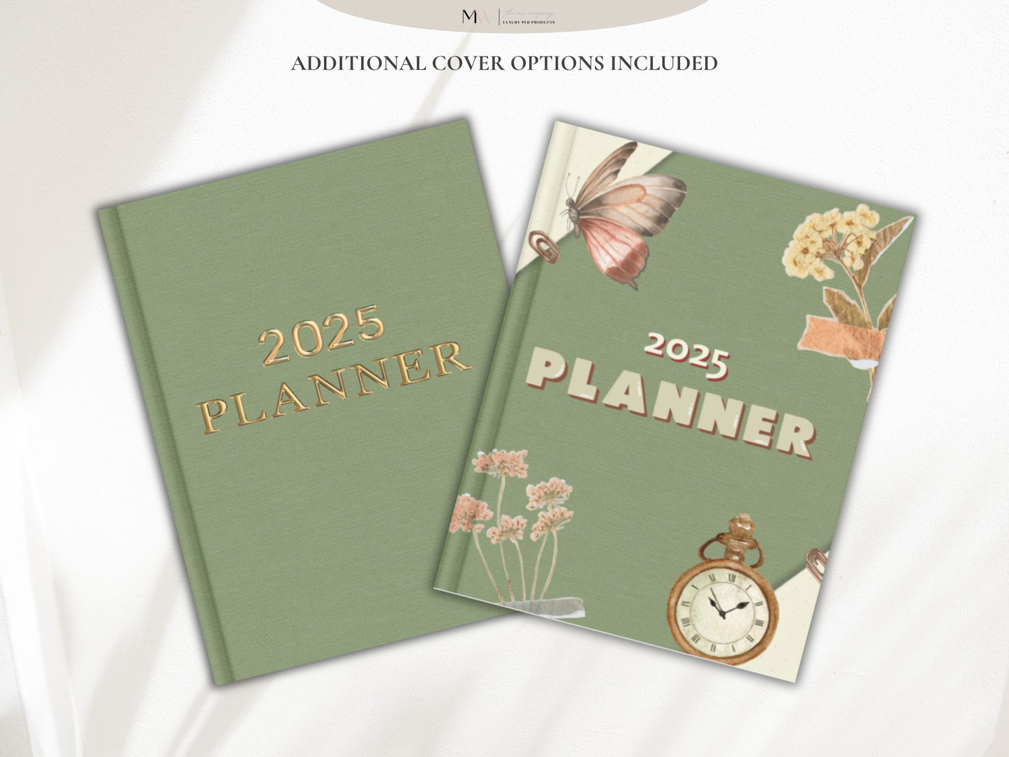 2025 Sage Elegant Minimal Digital Planner For Goodnotes - Fully Hyperlinked - PLR