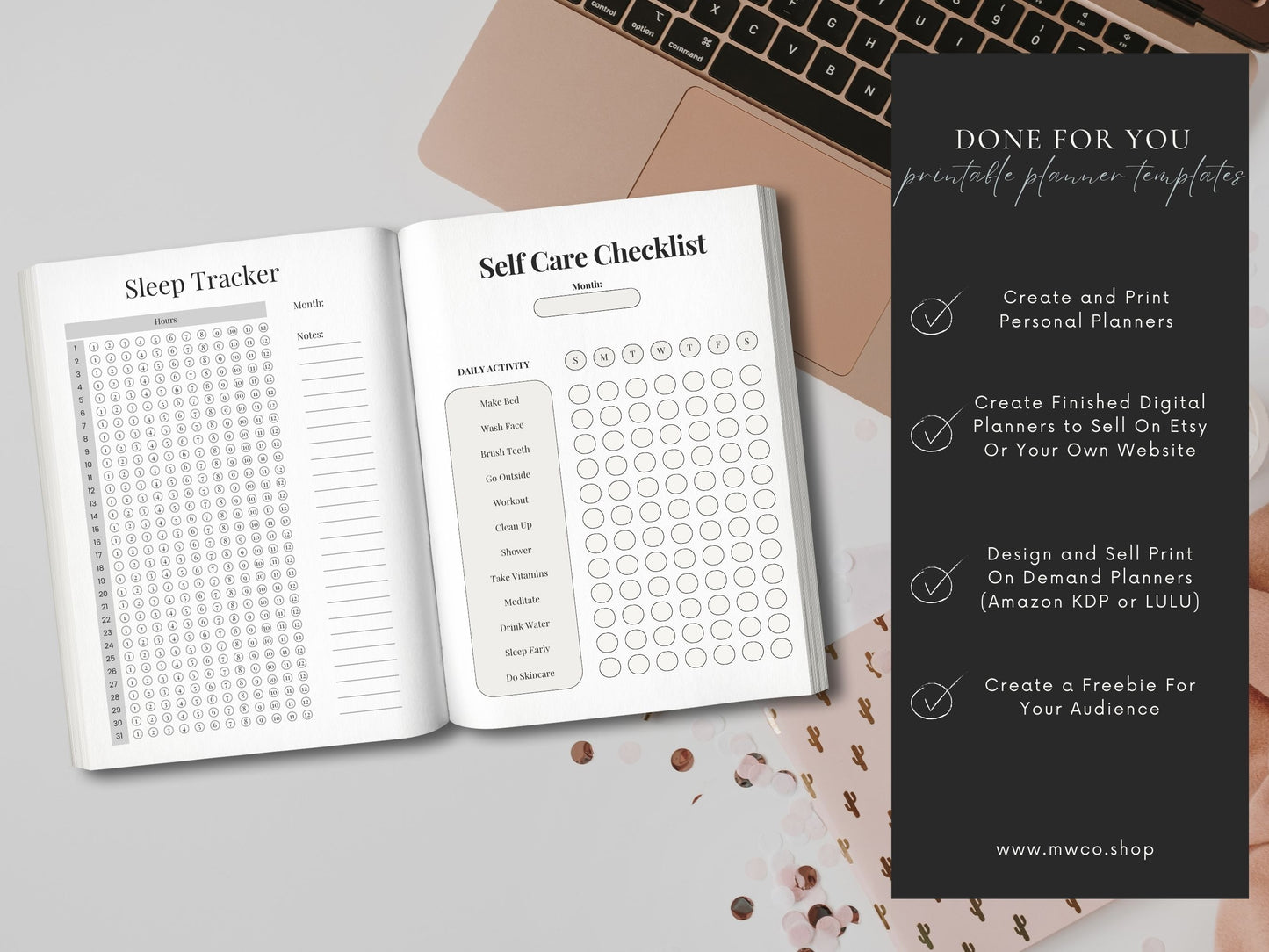 Minimalist PLR Printable Habit Tracker Planner Pages, Commercial Use Resell Rights