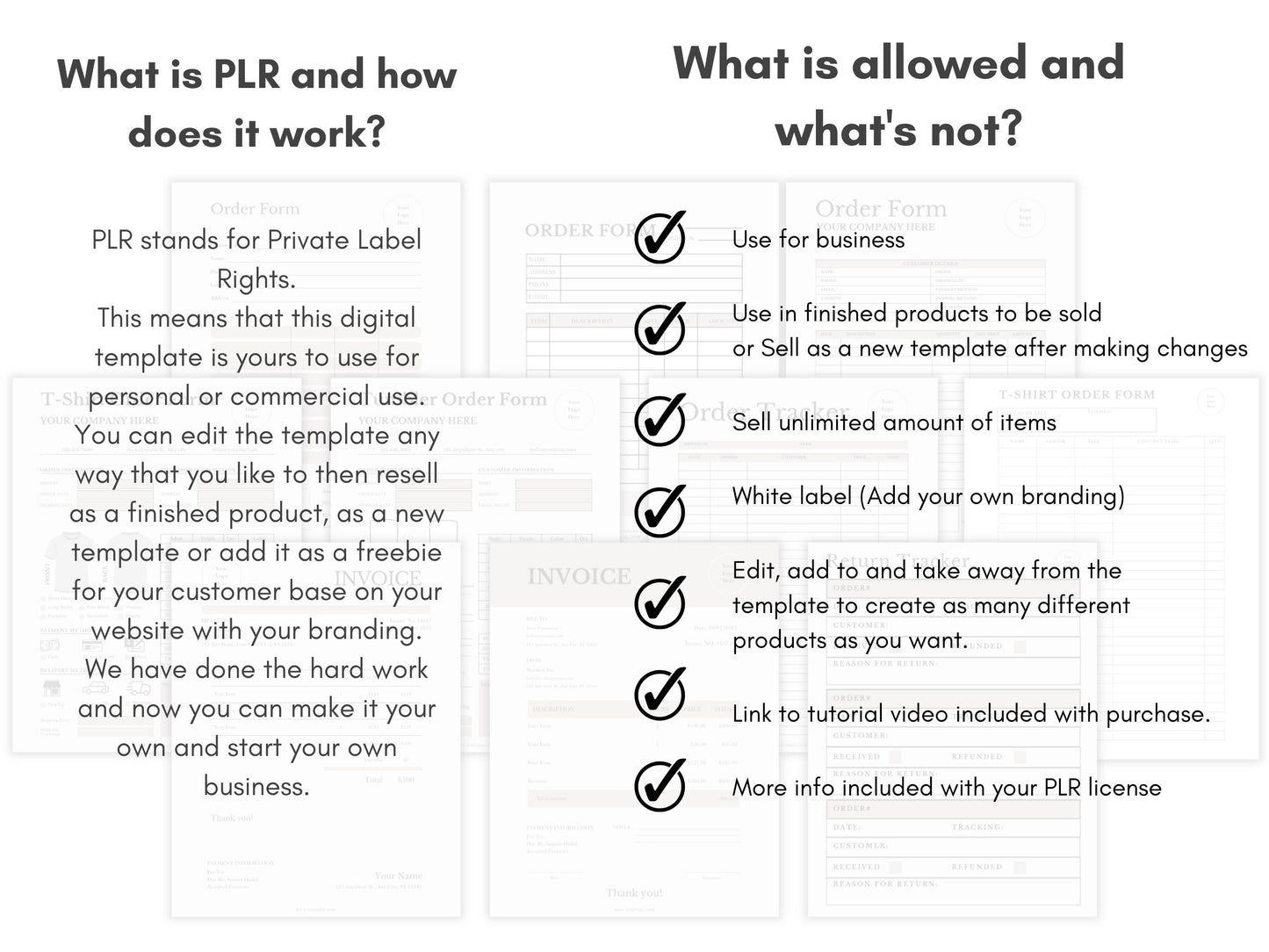 Small Business Forms Bundle | Order Form Templates | PLR License Included