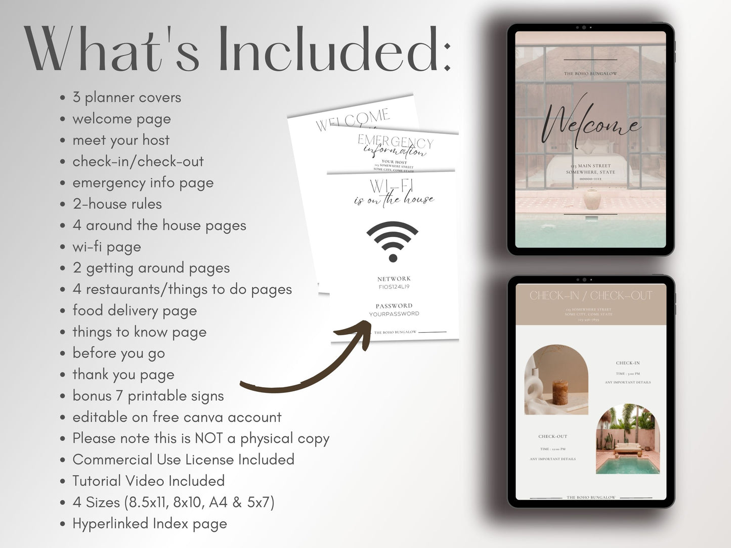 AirBNB Welcome Book PLR Canva Template Boho
