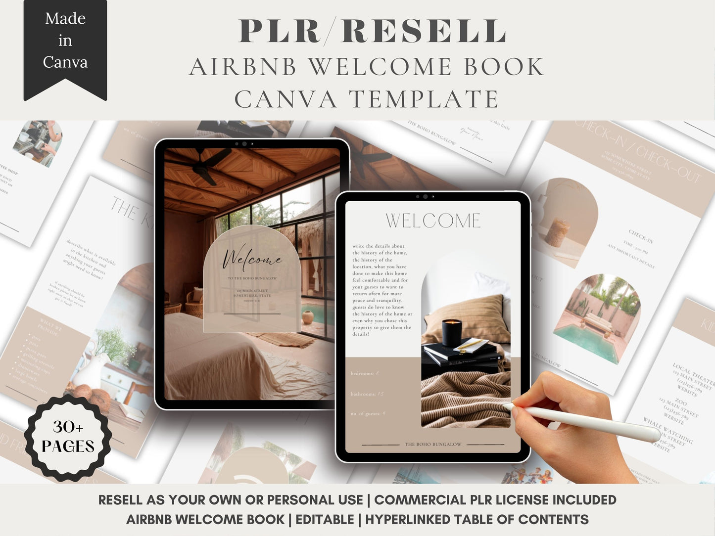 AirBNB Welcome Book PLR Canva Template Boho