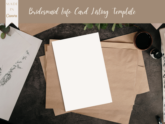 Etsy Product Listing Photo Canva Template | Bridesmaid Information Card