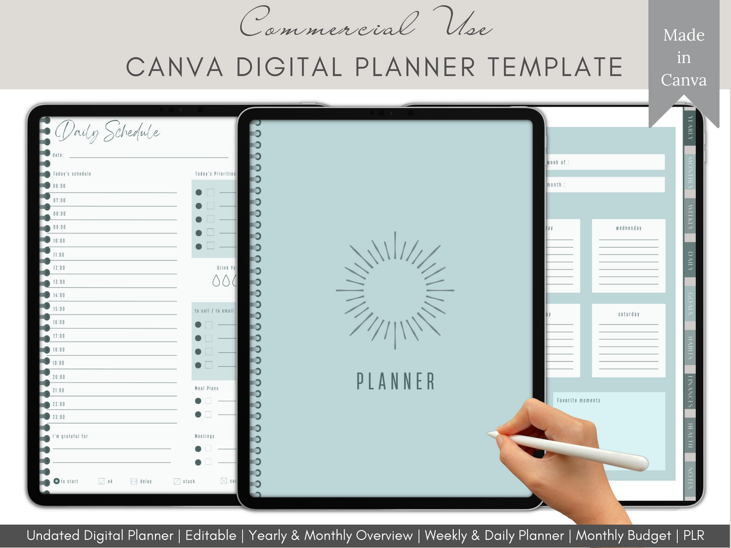 PLR Digital Planner Bundle - 4 Planners Plus Esty Listing Photo Templates