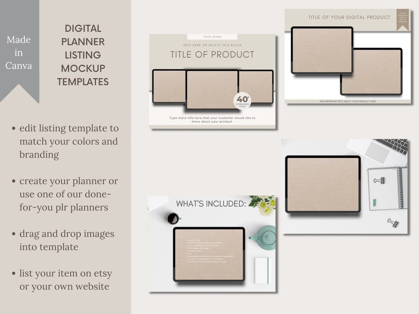 Etsy Shop Landscape Digital Planner Listing Photos Mockup Canva Template